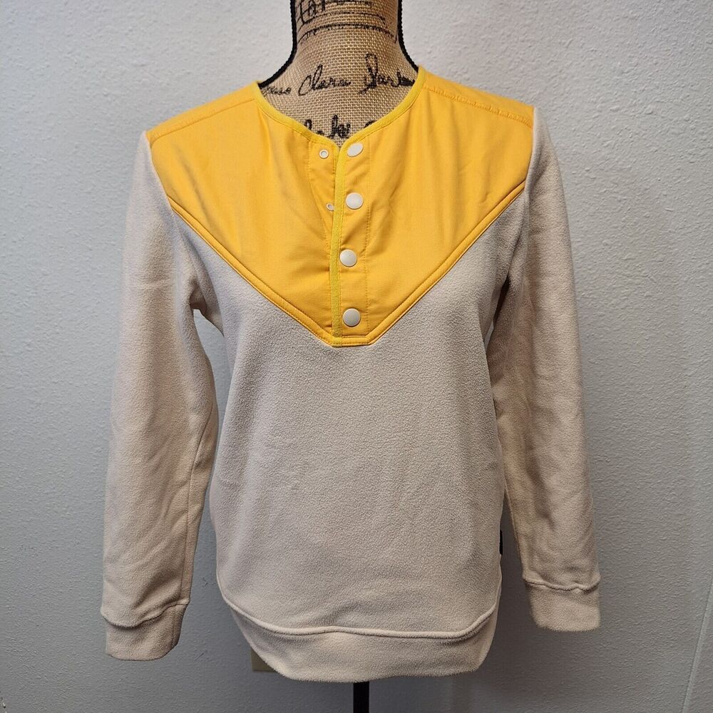 Cotopaxi Crew Fleece Sweatshirt Long Sleeve Stretch White Yellow Women's Size S